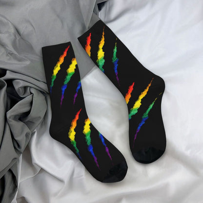 Gay Bear Paw Flag GLBT Mens Crew Socks Unisex Fun LGBT Lesbian Spring Summer Autumn Winter Dress Socks