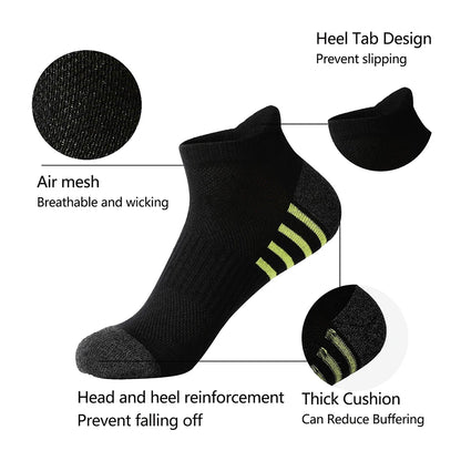 6/12 Pairs High Quality Cotton Socks Men Women Sports Solid Color Short Socks Cycling Breathable Mesh White Black Ankle Socks