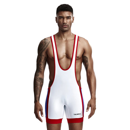 Men's Slim One Piece Bodysuit Shaper Wrestling Singlets Jumpsuits Sexy Underwear Bodywear Sports Bodybuilding Singlets Onesie