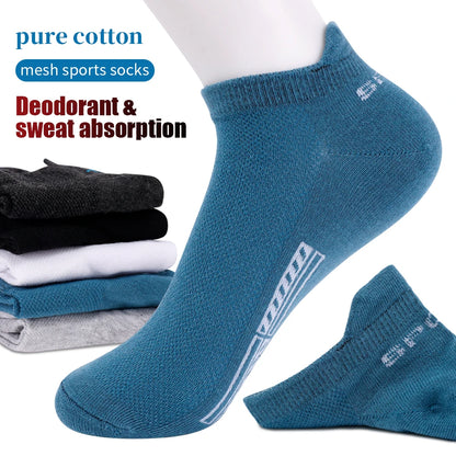 Men Cotton Socks Summer Sports Breathable Ankle Socks High Quality Mesh Casual Athletic Thin Cut Short Plus Size 38-45