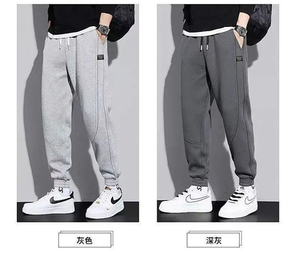 Autumn Winter Velvet Men Invisible Zipper Open Crotch Pants Sports Casual Black Plus Size Loose Trousers