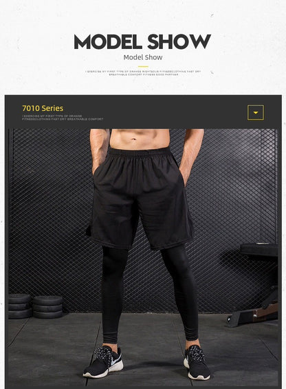 Track and Field Sweat-Absorbent Gym Base Pants Fake Two-Piece