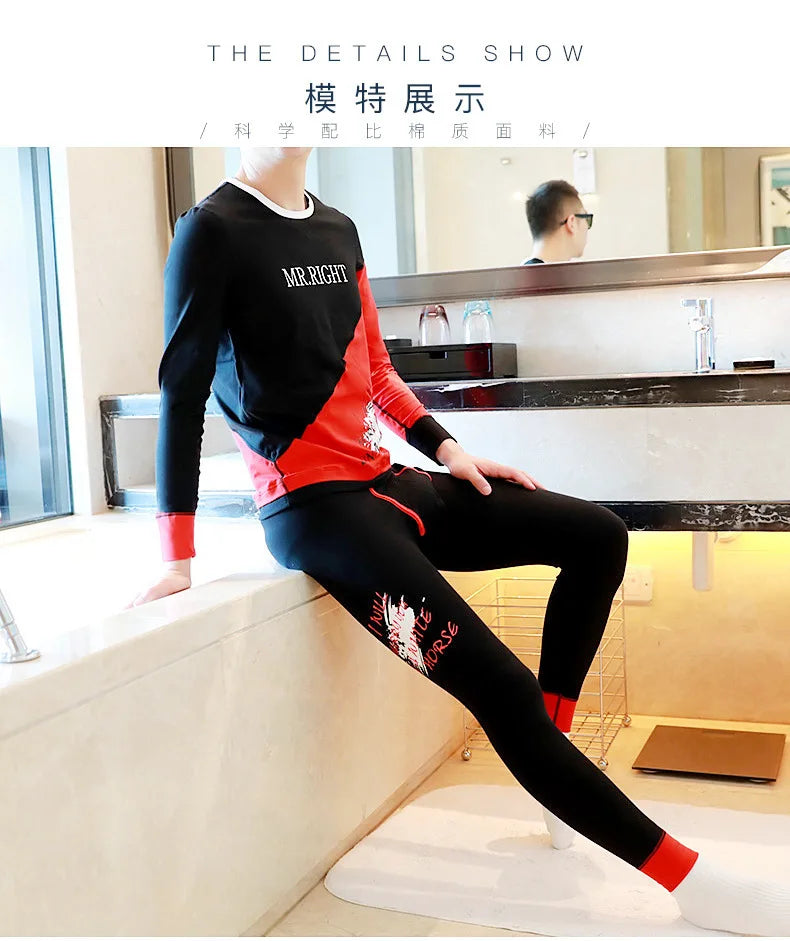 Youth Winter Warm Thermal Underwear for Men Personalized Fashionable Bottom Lingerie Thin Autumn Clothes Autumn Pants Bottom Set