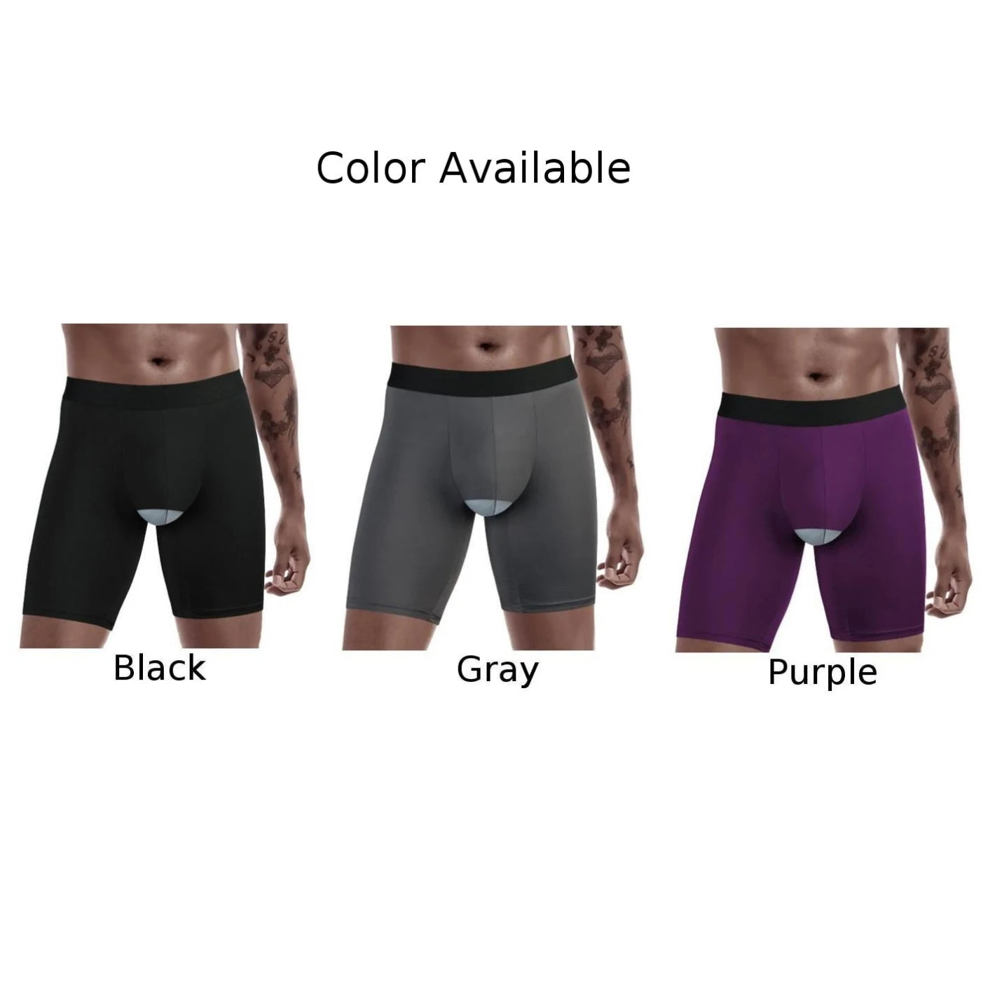 Men's Silk Separate Pouch Long Legs Underwear