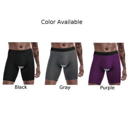 Men's Silk Separate Pouch Long Legs Underwear