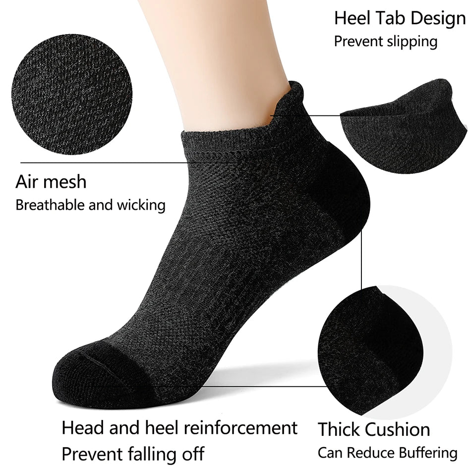 6/12 Pairs 2024 New High Quality Cotton Socks Men Women Sports Solid Color Short Socks Breathable Mesh White Black Ankle Socks