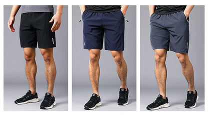 Summer Sports Shorts Men Sweatshorts Quick Dry Running Gym Beach Jogging Bottoms Men Fitness Training Pocket Zipper Shorts Pants