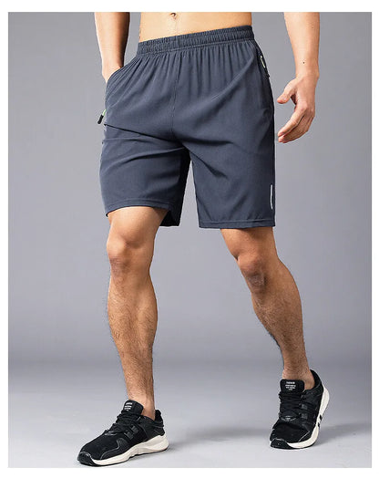 Summer Sports Shorts Men Sweatshorts Quick Dry Running Gym Beach Jogging Bottoms Men Fitness Training Pocket Zipper Shorts Pants