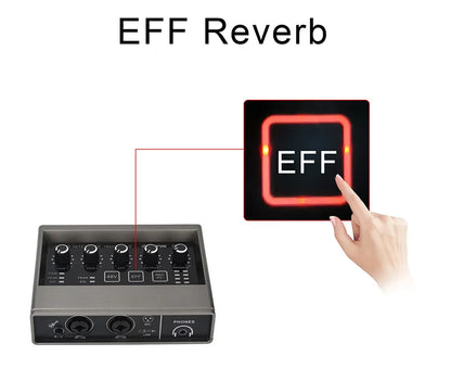 TEYUN Audio Interface 2 Channel 48V Diver-Free Computer Record Electric Guitar Echo Effects PC Recording External Sound Card Q16