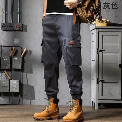 Running Classic Streetwear Casual Men Ribbons Harem Jogging Pants Male Slim Fit Spring Cargo Pants Multi-Pockets Women Trousers