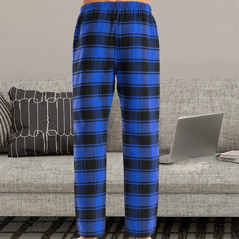 New men's plaid pajamas home loose casual pants fashion casual plaid pajama pants soft and comfortable elastic waistband