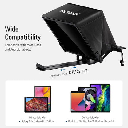 NEEWER X12 X14 Pro X17 II Remote Teleprompter 14-inch Aluminum alloy Teleprompter With Remote Control For iPad Pro DSLR Camera