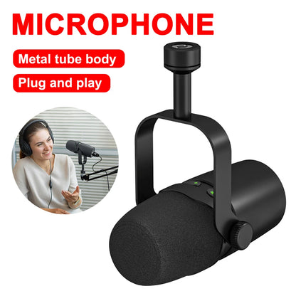 Professional 2-in-1 USB/XLR Dynamic Microphone With Built-in Headset Output & Sound Insulation For Podcasts Games Live Broadcast