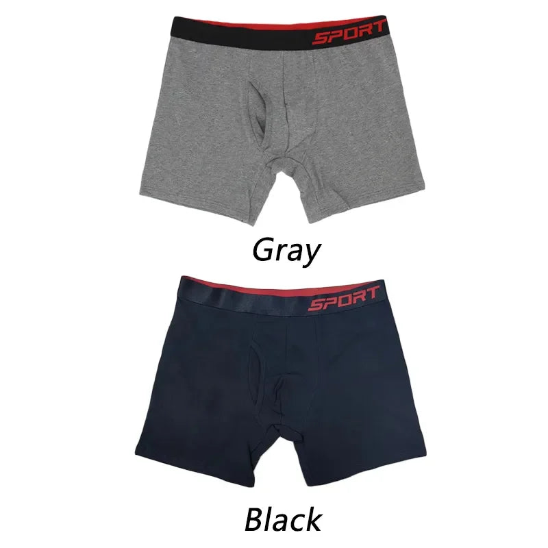 Men Sports Boxers Underwear Underpants Letters Wide Band Gray Black M L XL Breathable Ventilate Fashion Fitness