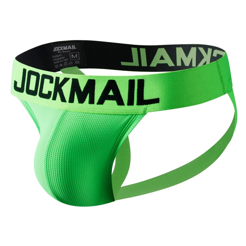 Jockmail Men Underwear Thong Jockstrap Backless Breathable Mesh Cuecas Gay Jock Strap Homme Slip Erotic String Homens Tangas