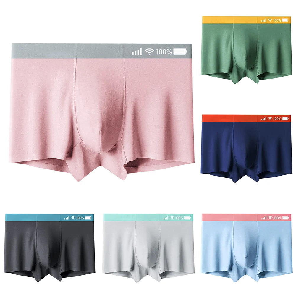 Men Underwear Middle Waist Boxers Briefs Modal U Convex Pouch Underpants Shorts Panties Seamless Breathable Sleep Bottoms