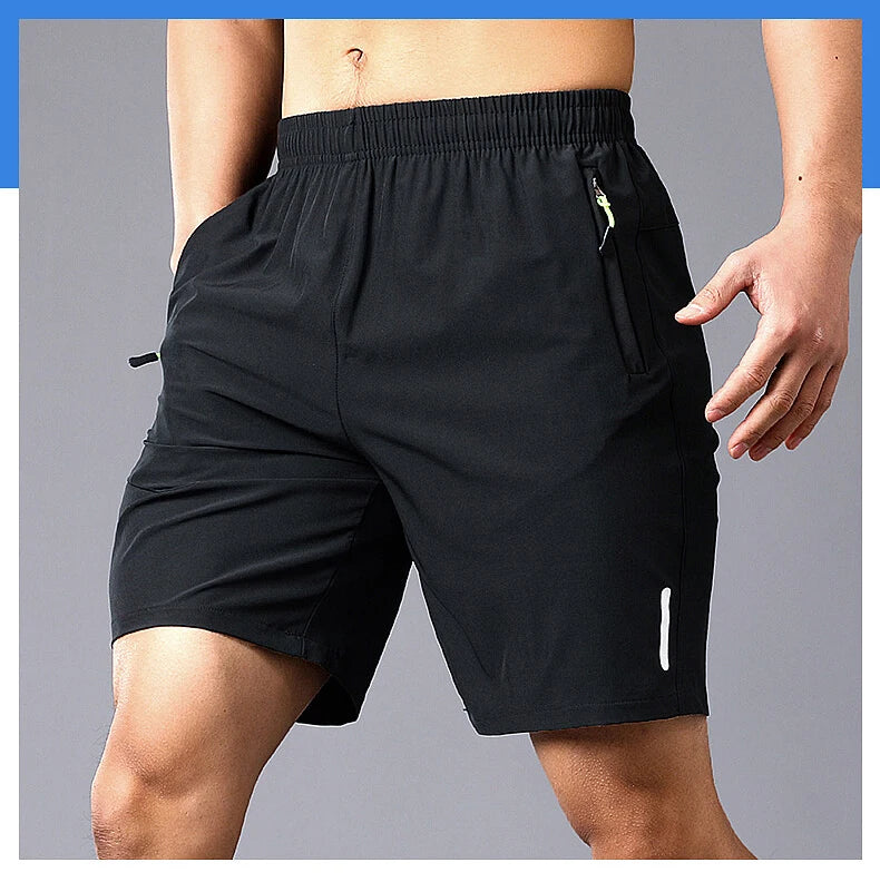 Summer Sports Shorts Men Sweatshorts Quick Dry Running Gym Beach Jogging Bottoms Men Fitness Training Pocket Zipper Shorts Pants