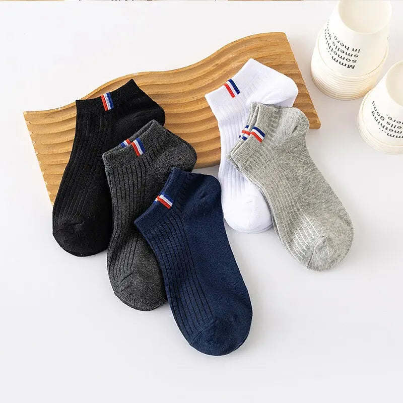 5/1Pairs Men Sports Boat Socks Spring Summer Cotton Sock Breathable Deodorant Short Sock Business Casual Ankle Sock Male Sox