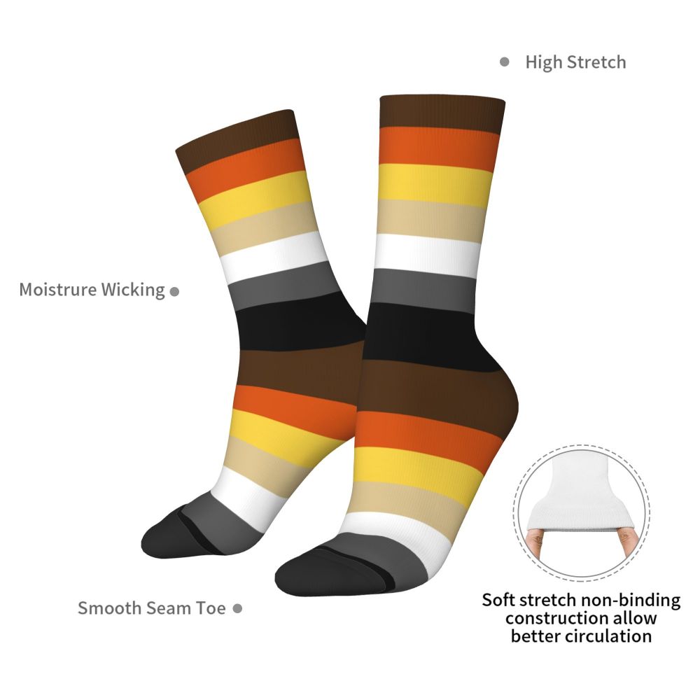 Gay Bear Paw Flag GLBT Mens Crew Socks Unisex Fun LGBT Lesbian Spring Summer Autumn Winter Dress Socks