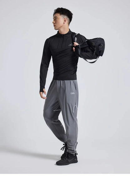 Men's Sports Fitness Long Sleeve Top Zipper neck Streetwear