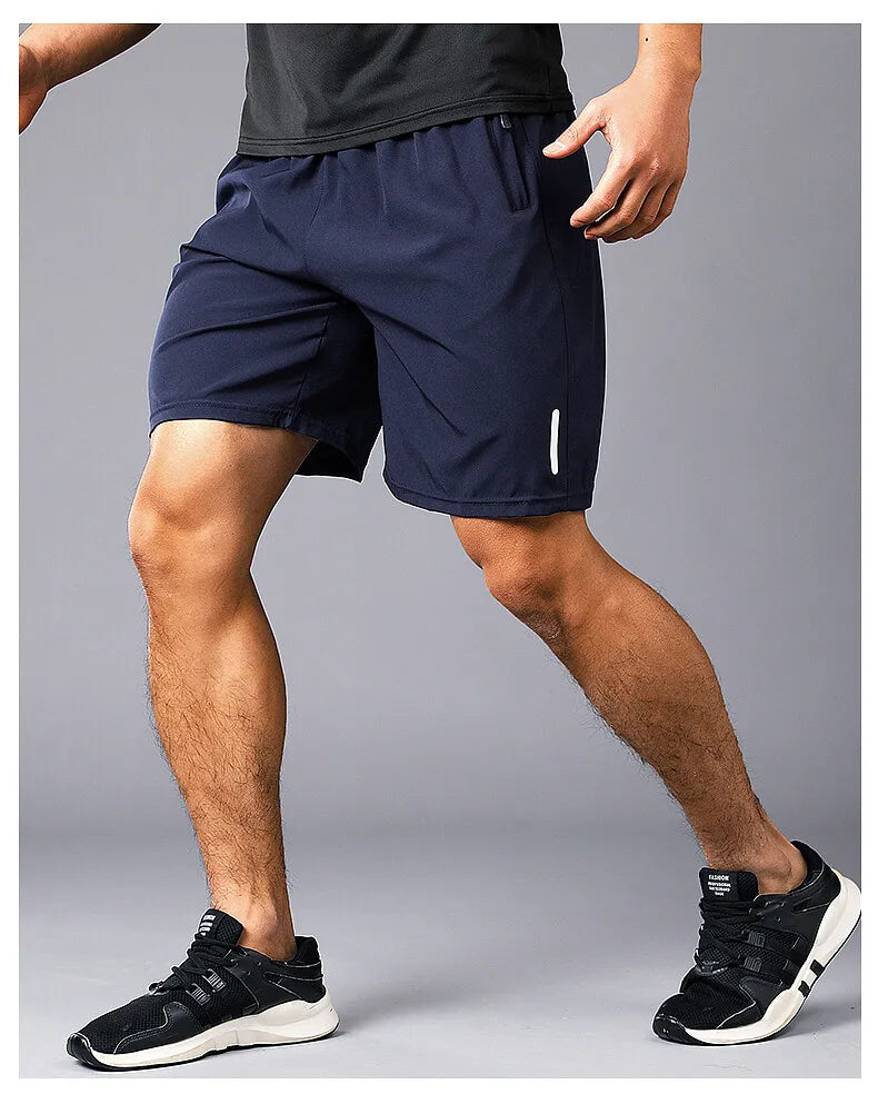 Summer Sports Shorts Men Sweatshorts Quick Dry Running Gym Beach Jogging Bottoms Men Fitness Training Pocket Zipper Shorts Pants