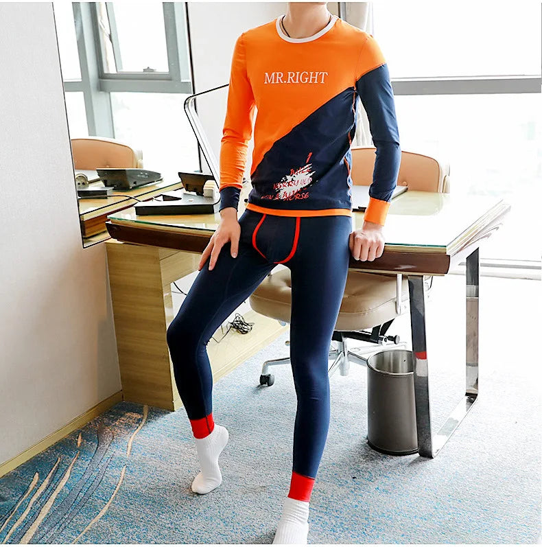 Youth Winter Warm Thermal Underwear for Men Personalized Fashionable Bottom Lingerie Thin Autumn Clothes Autumn Pants Bottom Set