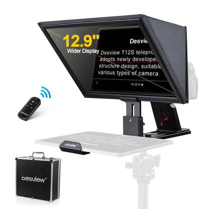 Desview T12S Aluminium Alloy Teleprompter 12.9 Inch High Resolution Display for iPad Tablet Smartphone for Camcorder DSLR Camera