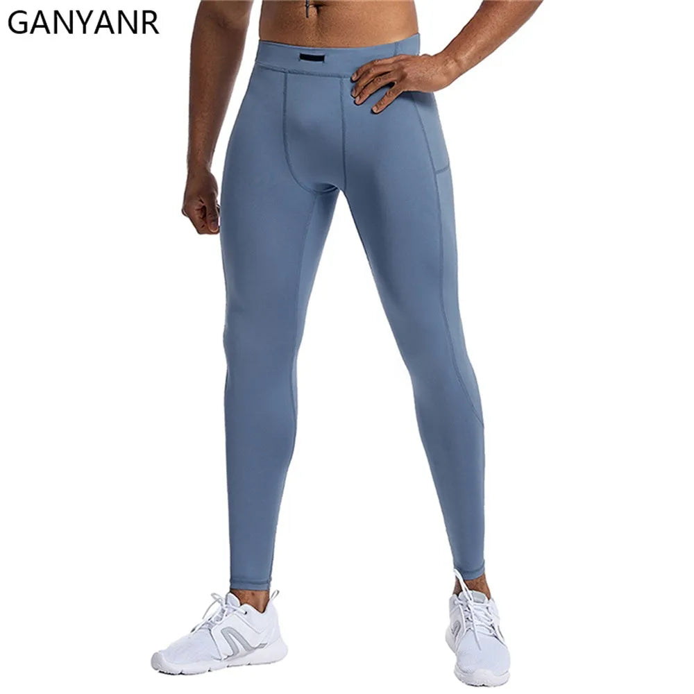 GANYANR Running Set Men leggings Clothing Sweatshirt gym suit Football basketball Soccer Tracksuit Sportswear Yoga shorts tights