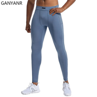 GANYANR Running Set Men leggings Clothing Sweatshirt gym suit Football basketball Soccer Tracksuit Sportswear Yoga shorts tights