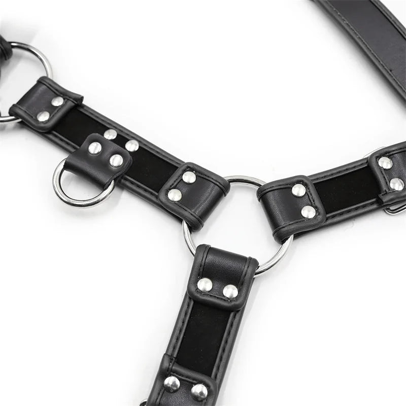 Fetish Male Lingerie Harness Men Clothing Tank Top Sexual Body Leather Chest Harness Belt Strap Punk Rave Costumes for Adult Sex