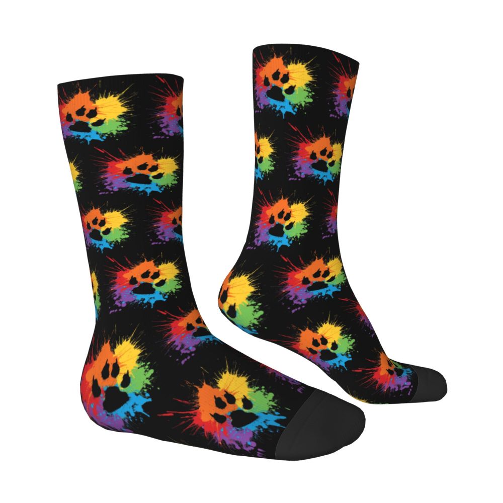 Gay Bear Paw Flag GLBT Mens Crew Socks Unisex Fun LGBT Lesbian Spring Summer Autumn Winter Dress Socks