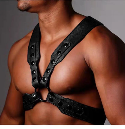 Harness Mens fetish Leather BDSM Bondage Sissy men lingeries Body Gays Hombre Stage Nighclubwear Shoulder Belt Sexual Body Chest