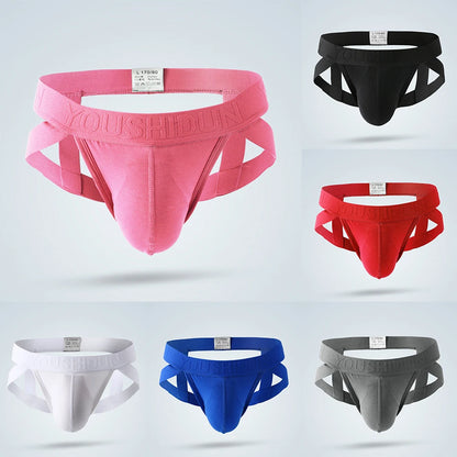 Men's Low Rise Thong Jock Strap Convex Pouch