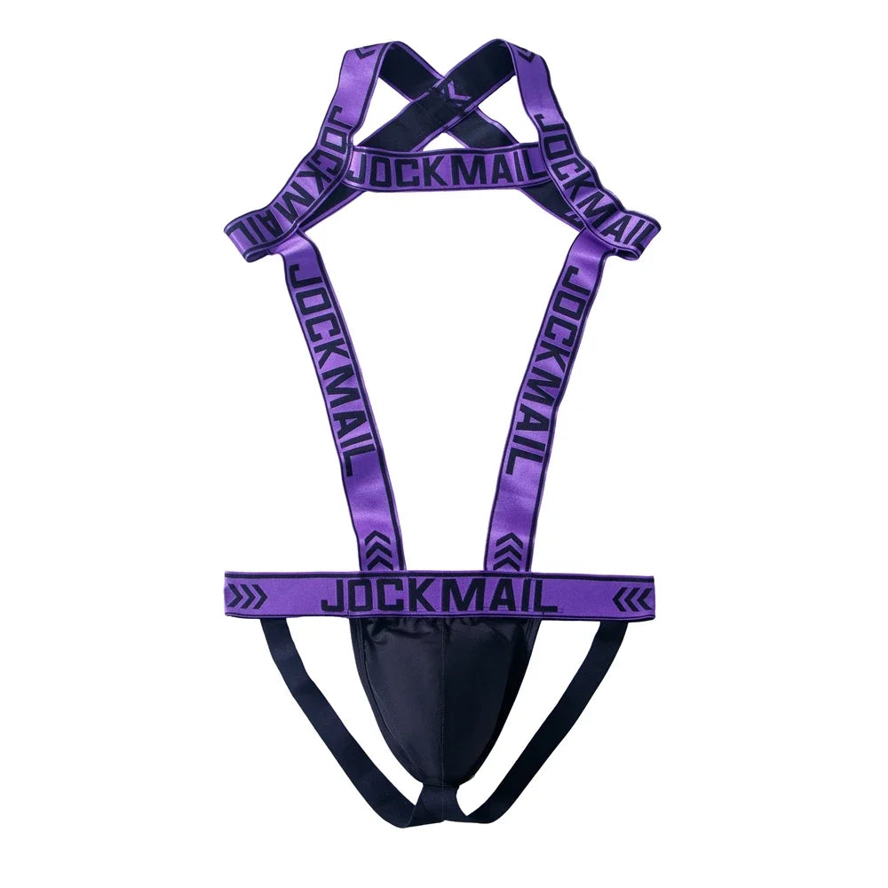 Sexy Lingerie Men's Harness Bodysuit Hollow Out Bondage Jock Strap Elastic Penis Ring Hole Costume Gay Underwear Jockstrap