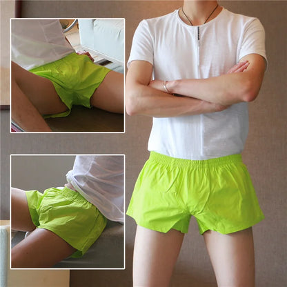 Men's Simple Aro Pure Cotton Low Waist Boxer Shorts With Penis Pouch