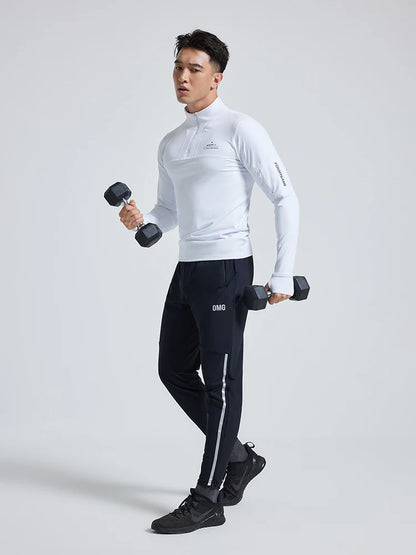 Men's Sports Fitness Long Sleeve Top Zipper neck Streetwear