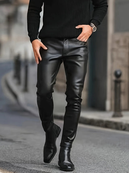 Men's Trendy Slim Cropped Trousers, Business Style Pants, For Summer Daily