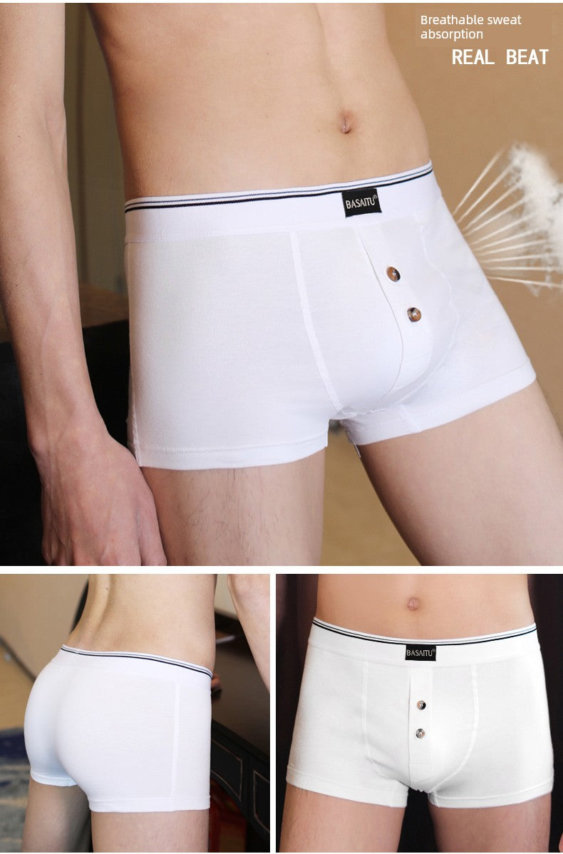 Open Crotch Cotton Youth Sexy Button Men's Underwear