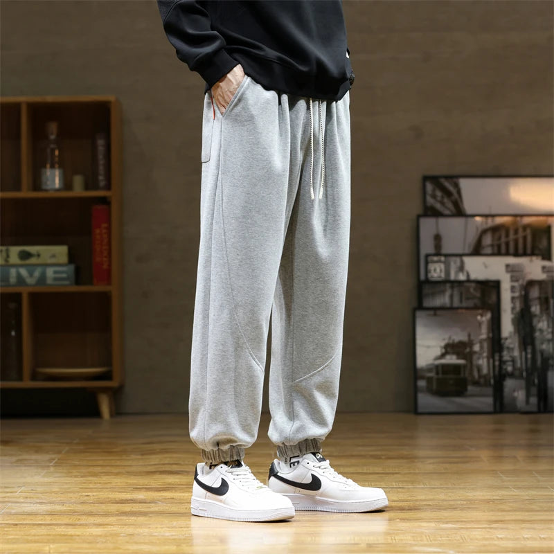 New Spring Harem Pants Men Casual Pants Comfortable Cotton Fabric Solid Sweat Trousers Straight Streetwear Oversize Size 8xl