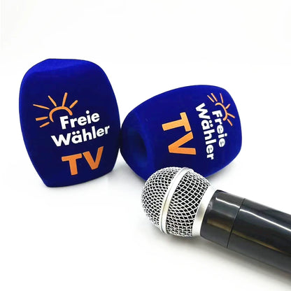 1 Piece Customize Logo on Flocked Foam Windscreen Sponge Mic Foam Cover Windshields for Broadcast TV Radio Interview