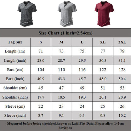 Mens Summer Casual Henley Collar Short Sleeve T Shirt Fashion Hip Hop Streetwear