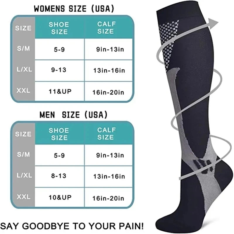 New Compression Socks 20-30mmhg High Stockings Men Women Sports Socks For Marathon Cycling Football Varicose Veins EU35-45 Meias