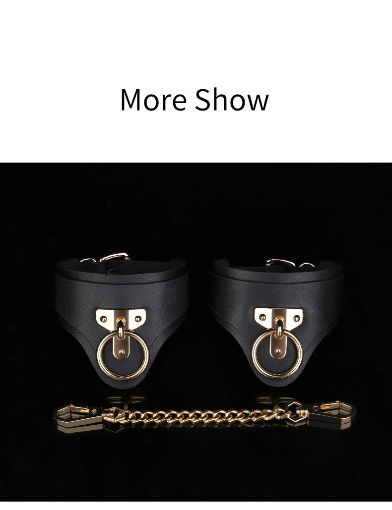 BLACKWOLF Genuine Leather Handcuffs and Anklecuffs Bondage Toys for Couples Bdsm Toy Luxurious Quality for Sex Adult Games