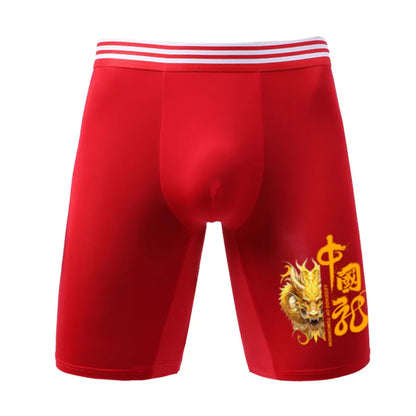 Large Size Men Underwear Boxer Shorts Homme Ice Silk Breathable Sexy Panites Man Print U Convex Pouch Sports Long Leg Underpants