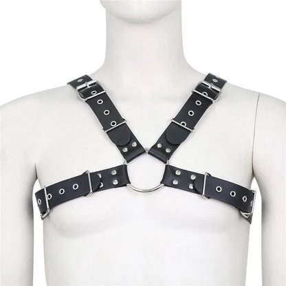 Leather Chest Crossed Harness Belts Fetish Gay BDSM Body Straps Goth Punk Fashion Harness Clothing Sexual Sissy Lingerie for Men