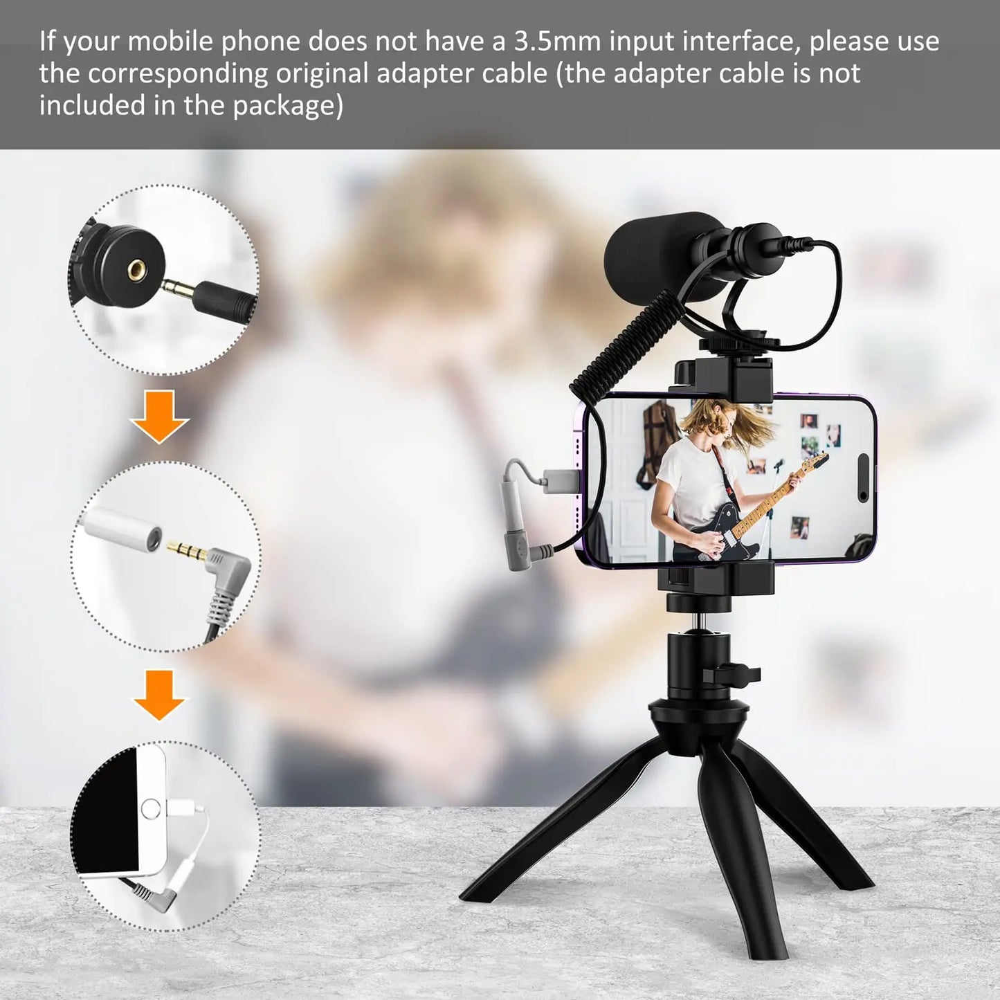 Comica CVM-VM10-K2 Smartphone Microphone Kit with Tripod, Shotgun Mic for iPhone and Android, Video Recording Equipment for Vlog