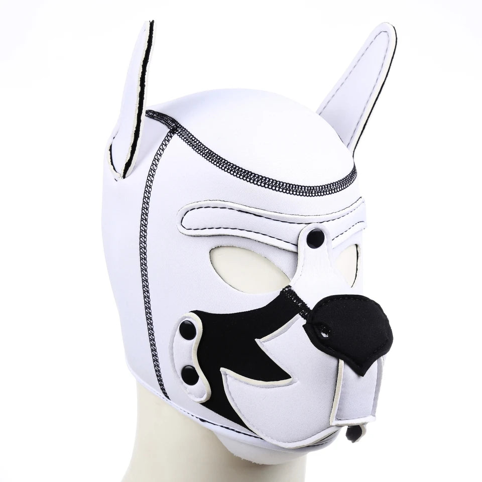 Cosplay Sexy Costumes of Men Women Latex Open Mouth Hole Dog Headgear Full Face Fetish Mask Hood for Halloween Pupply Play Party