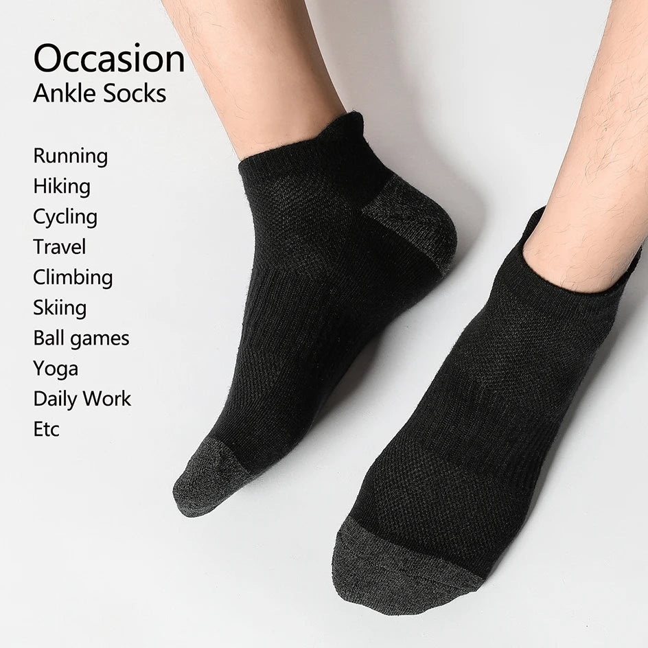 6/12 Pairs 2024 New High Quality Cotton Socks Men Women Sports Solid Color Short Socks Breathable Mesh White Black Ankle Socks