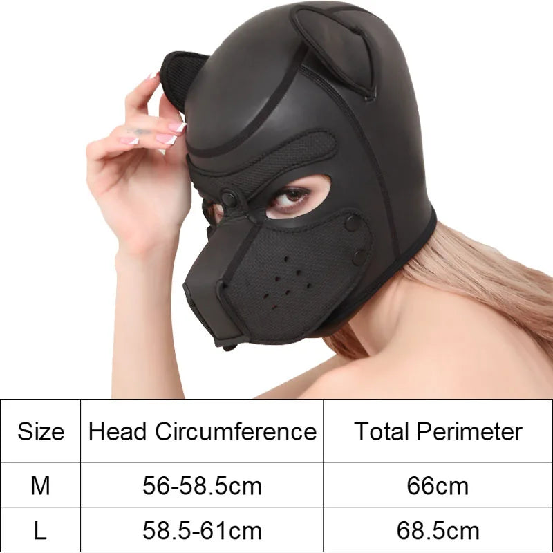 New Puppy Cosplay Costumes Party Pu Leather Rubber Mask Full Head Hood Masks for Dog Roleplay Funny Sexy Unisex Full Top Cover