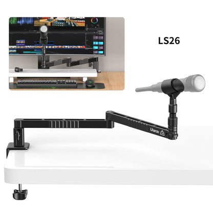 ULANZI LS26 Low Profile Microphone Arm with Cable Channels Desk Clamp 360° Rotatable Foldable for Streaming Recording 2991